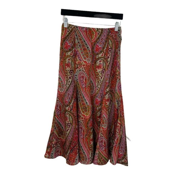 Zara Dresses & Skirts - Zara  Red Multi-Color Paisley Print Skirt